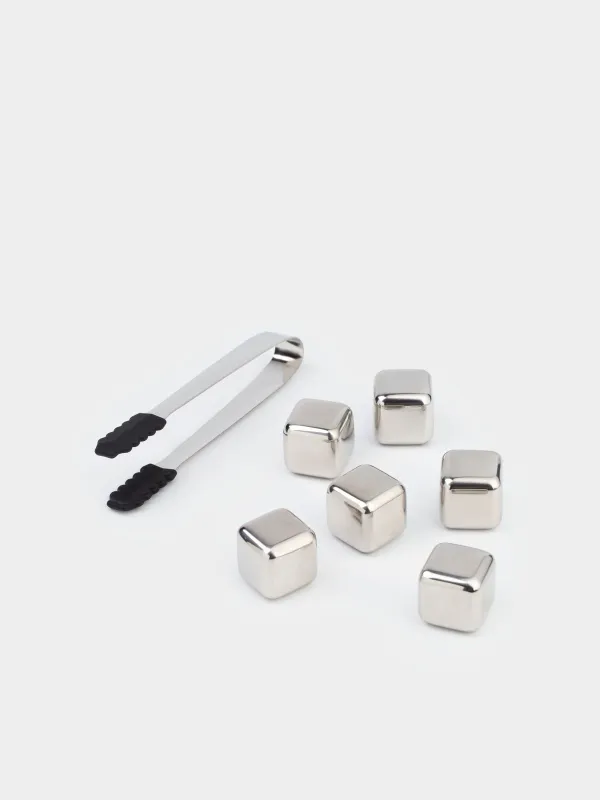 Набор кубиков для охлаждения напитков, 8 пр, с щипцами, сталь, BAR, image-1