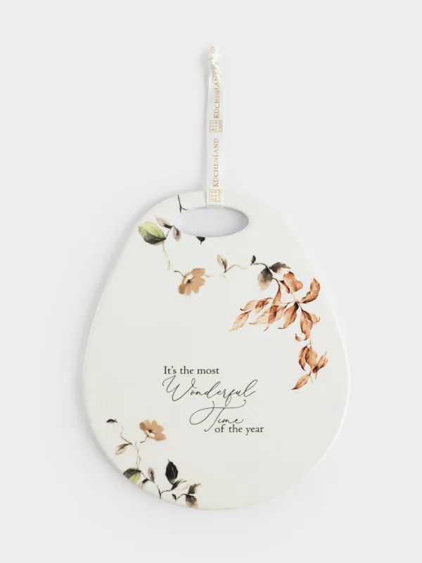 Подставка под горячее, 21х25 см, керамика/пробка, белая, Осенние цветы, Refined floral, image-0