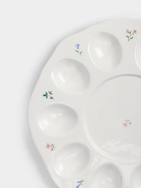 Блюдо пасхальное, 26 см, 10 отд, с местом для кулича, керамика D, молочное, Нежные цветы, El flora, image-2