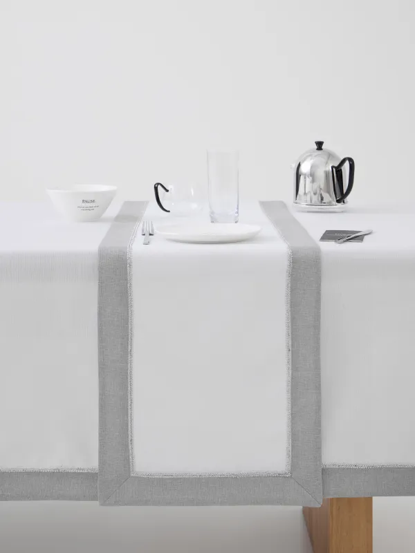 Дорожка настольная, 40х160 см, полиэстер, бело-серая, Milky way, image-2