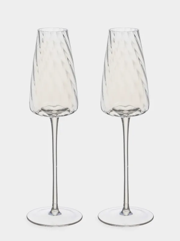 Бокал для шампанского, 270 мл, 2 шт, стекло, перламутр, Sorento bend, image-0