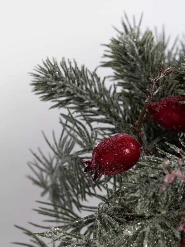 Композиция новогодняя, 30 см, Хвоя с шиповником, Conifer decor, image-1
