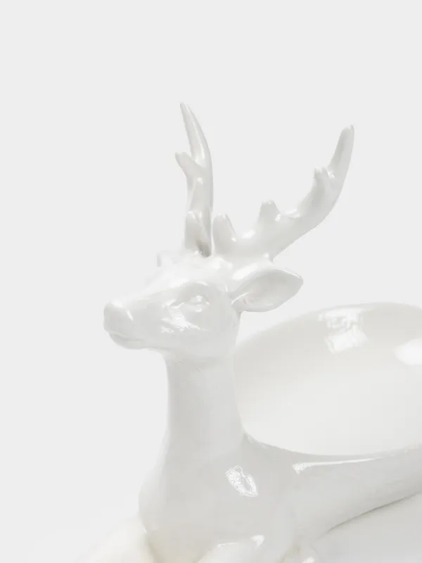 Блюдо декоративное, 28х13х18 см, керамика, белое, Олень, Forest deers, image-2