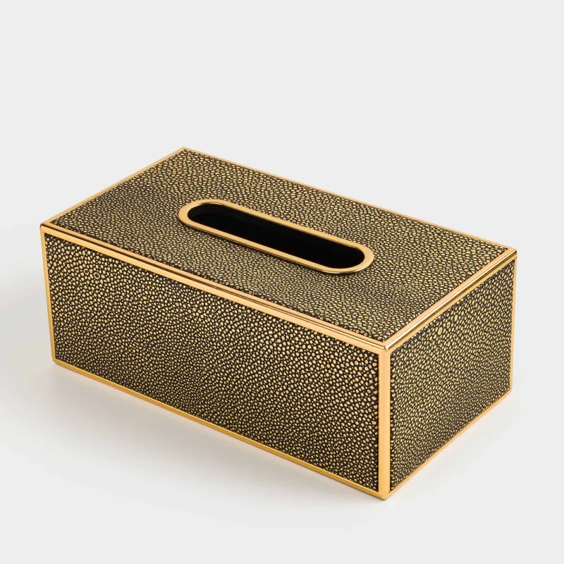 Бокс для бумажных салфеток, 25х14 см, пластик/искусственная кожа, черно-золотистый, Leather trend, image-2