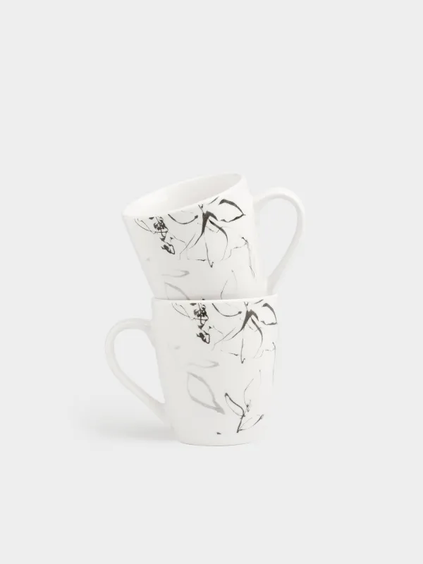 Кружка, 350 мл, 2 шт, Силуэтные цветы, Silhouette flowers, image-0