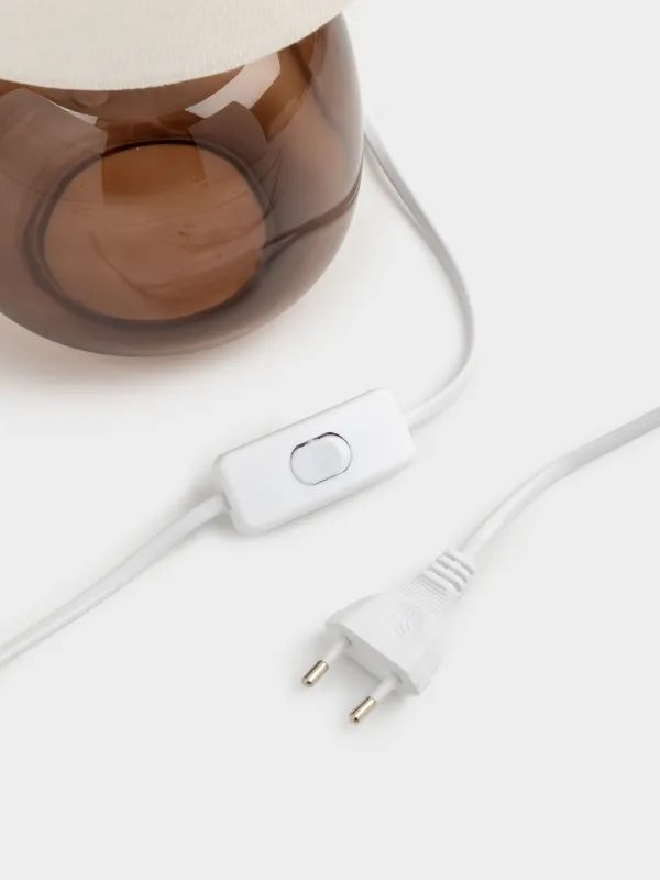 Светильник настольный, 33 см, стекло/лен, коричневый, Колба в кракелюре, Impulses light, image-4