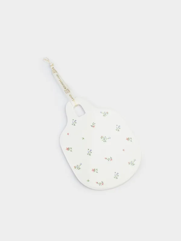 Подставка под горячее, 15x21 см, керамика/пробка, белая, Нежные цветы, El floria, image-1