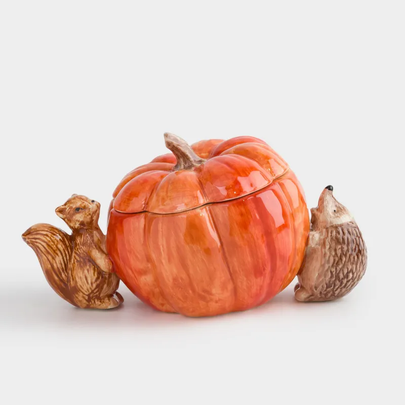 Емкость для хранения, 22х12 см, 550 мл, керамика, Еж и белка с тыквой, Forest symphony