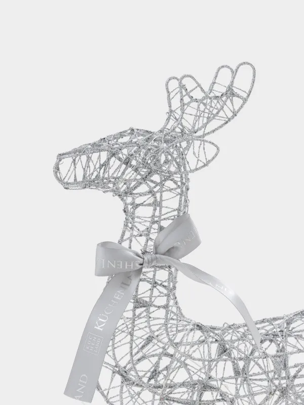 Статуэтка с подсветкой, 40 см, металл, серебристая, Олень, Deer sparks, image-1