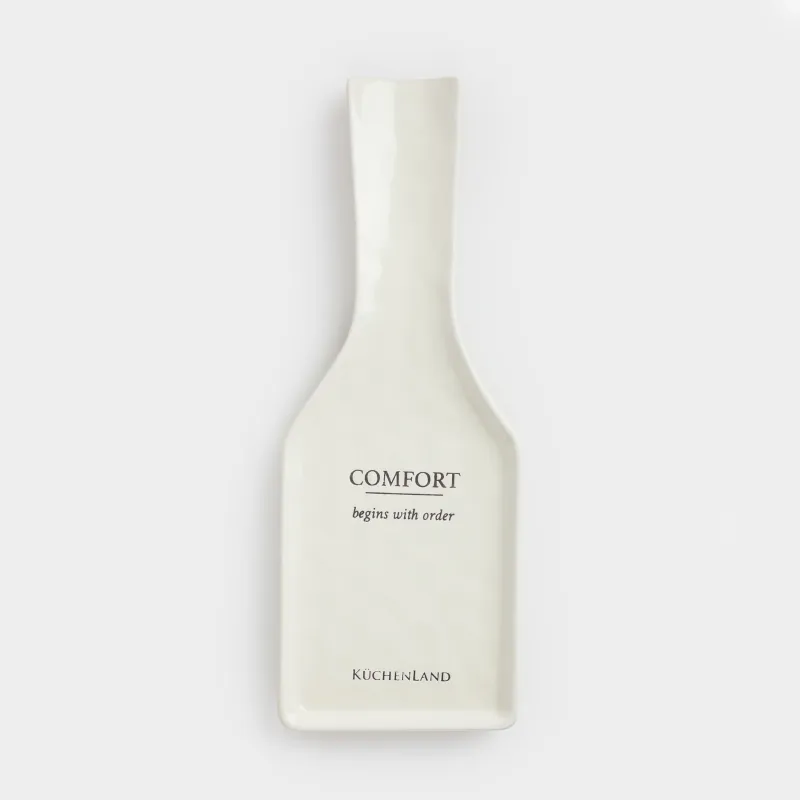 Подставка под ложку, 25 см, керамика, молочная, Crumple font