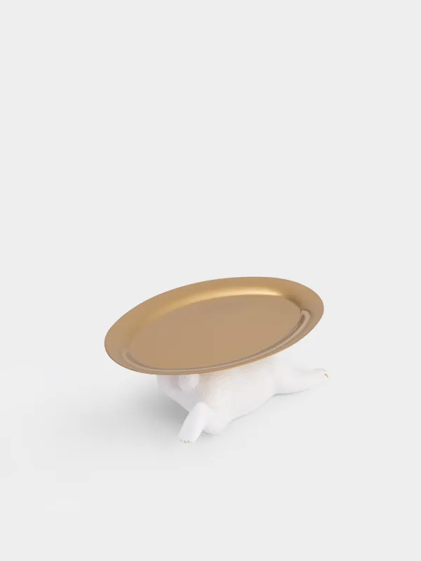 Блюдо декоративное, 18х10 см, полирезин/металл, бело-золотистое, Кролик, Rustic Easter, image-3