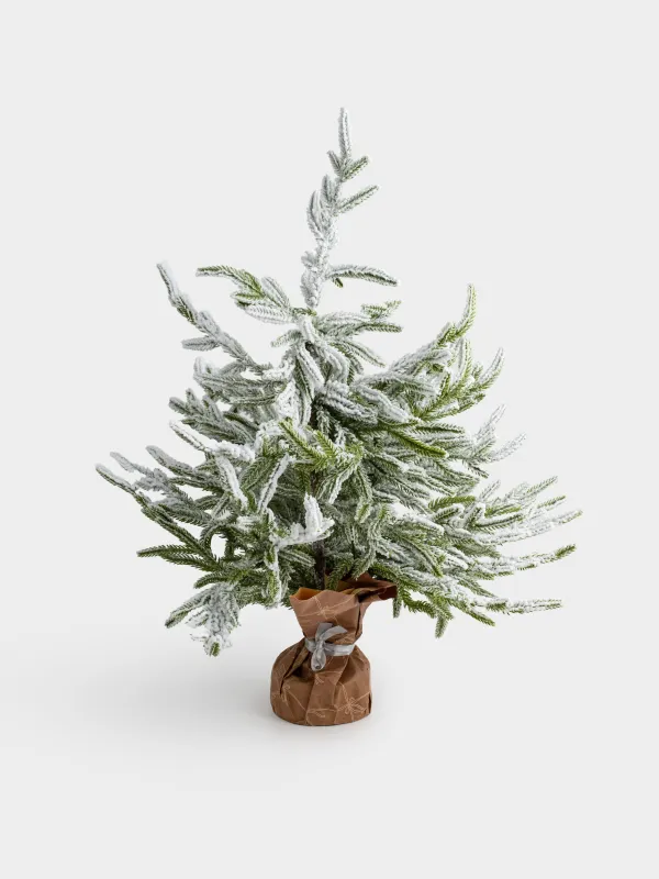 Ель искусственная, 60 см, в крафте, пластик, Ель в снегу, Snowy decor, image-0