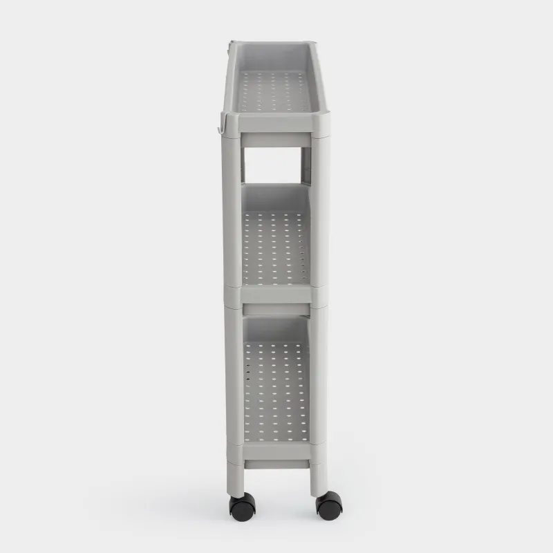 Этажерка, 3-х ярусная, 58х18х75 см, пластик, серая, Grating, image-1