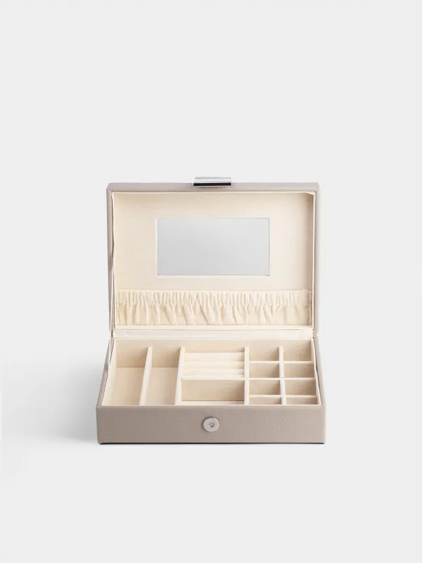 Шкатулка для украшений, 20х15 см, с зеркалом, дерево/искусственная кожа, серая, Premiere one, image-3