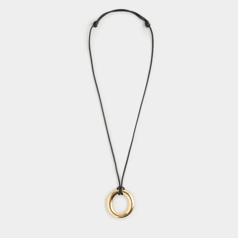 Цепочка-шнурок, 60 см, с подвеской, металл/полиэстер, золотистая, Кольцо, Jewelry