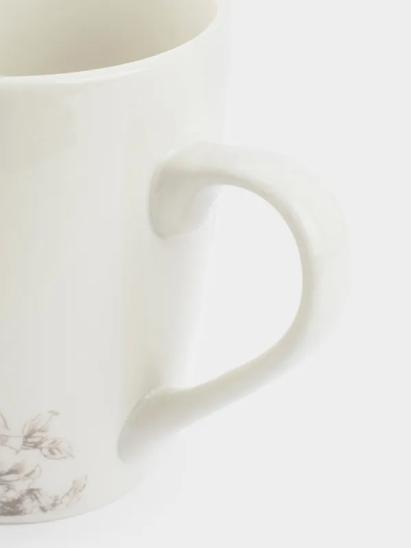 Кружка, 350 мл, 2 шт, фарфор P, белый, Бежевые цветы, Maleo, image-5