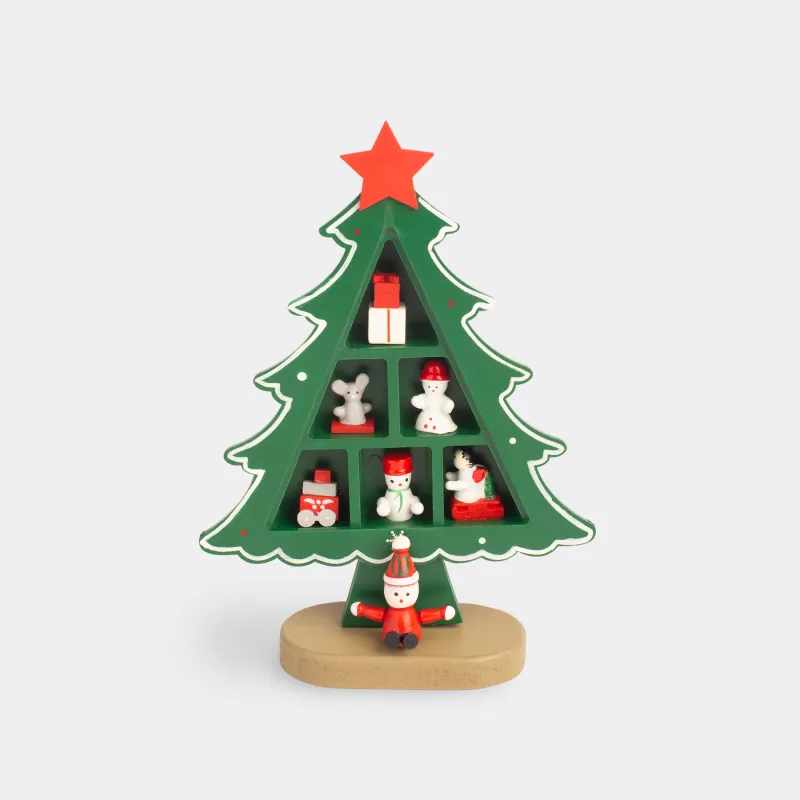 Статуэтка, 20 см, МДФ, зеленая, Ель-шкаф с игрушками, Christmas style