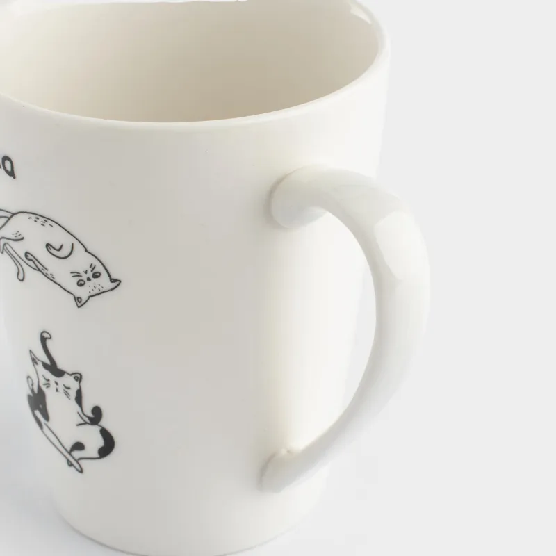Кружка, 420 мл, с шариковой ручкой, фарфор N/сталь, белая, Коты, Cat, image-9