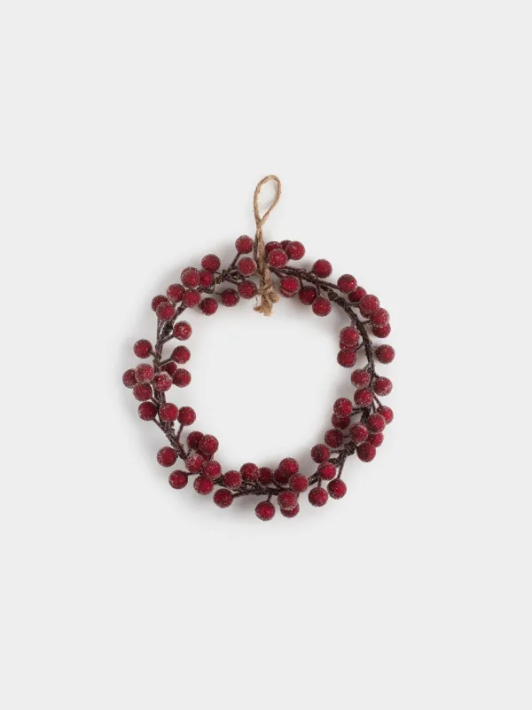 Венок декоративный, 20 см, Красные ягоды, Red berry, image-0