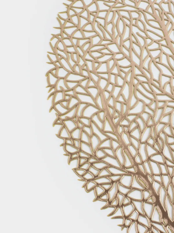 Салфетка под приборы, 38 см, ПВХ, круглая, золотистая, Дерево, Azhur Grid, image-3