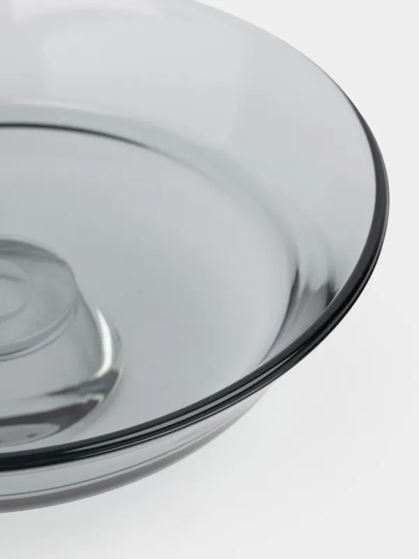 Блюдо на ножке, 20х7 см, стекло, серое, Clear grey, image-3