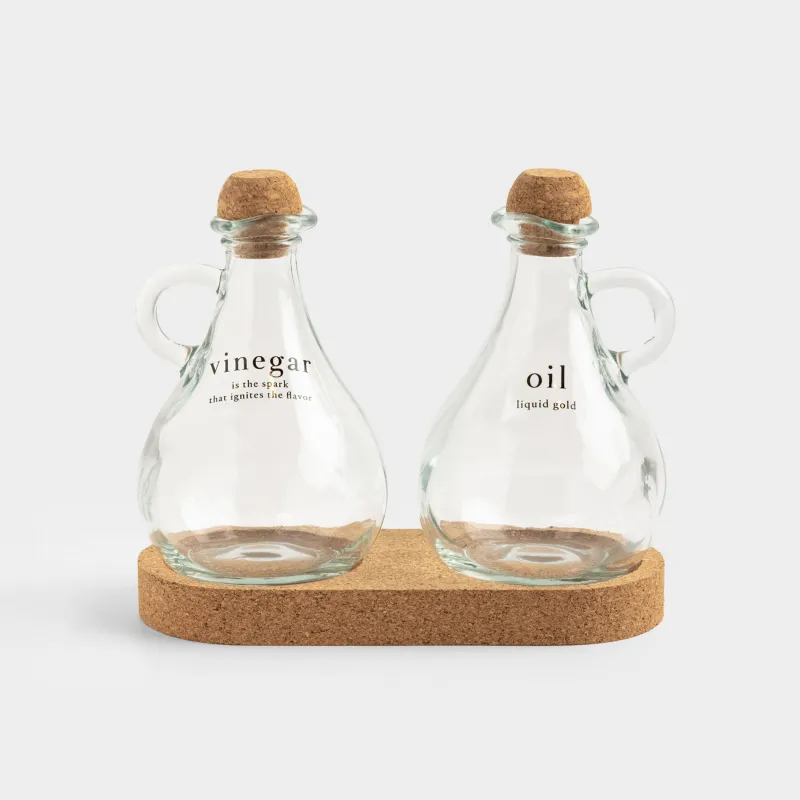 Набор для масла и уксуса, 300 мл, 2 шт, на подставке, стекло/пробка, Clear cork