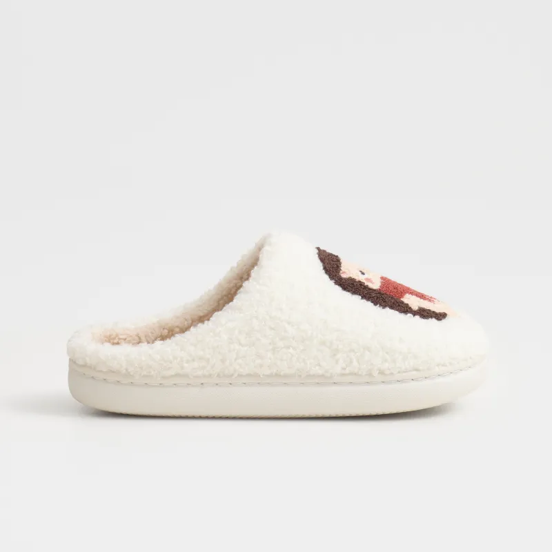 Тапочки детские, домашние, искусственный мех, молочные, Ежики, Needed