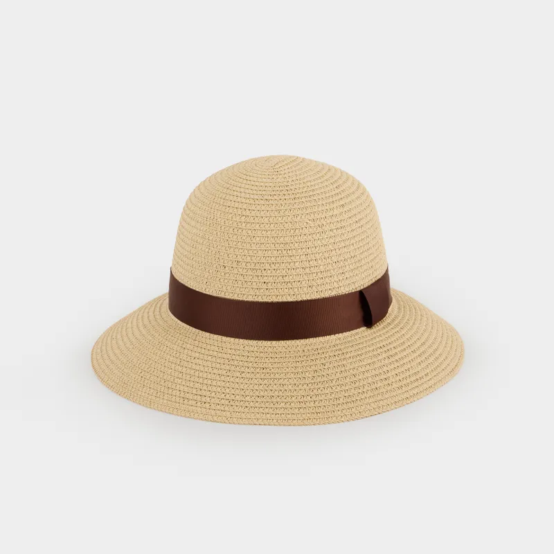 Шляпа, 57 см, единый размер, с лентой, целлюлоза/полиэстер, песочная, Banjo