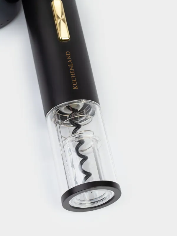 Штопор электрический, 19 см, с резаком для фольги, пластик, LED W, черный, Bar, image-4