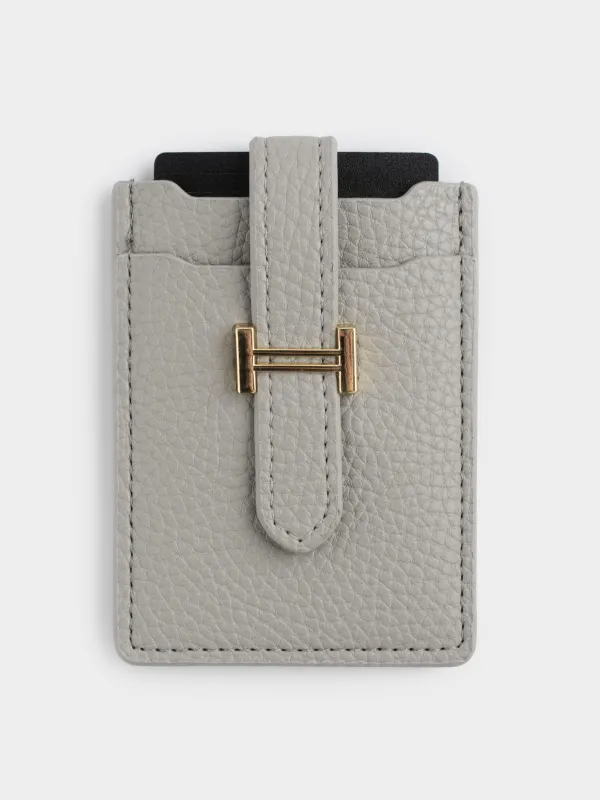 Картхолдер, 10х7 см, c ремешком, полиуретан, серый, Memo, image-1