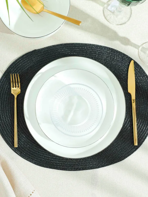 Салфетка под приборы, 30х45 см, полиэстер, овальная, черная, Circle shine, image-6