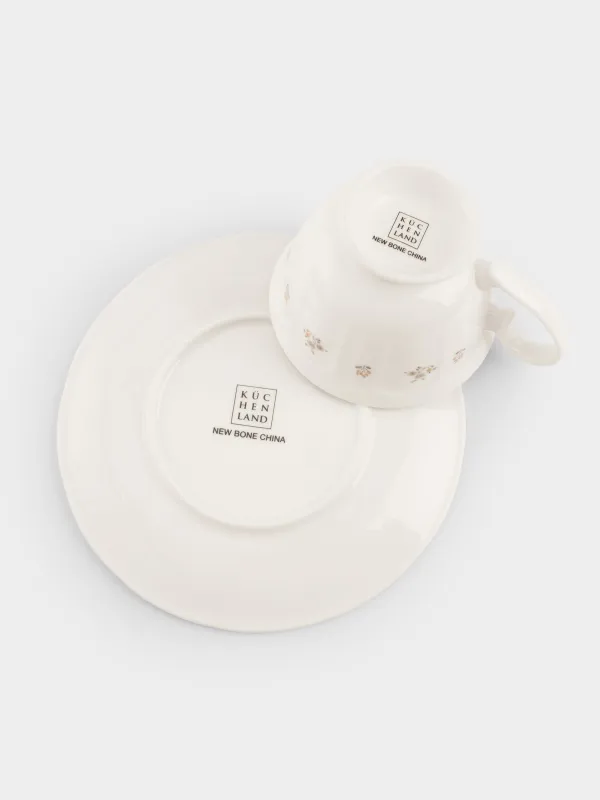 Пара чайная, 2 перс, 4 пр, 180 мл, фарфор N, белая, Винтажные цветы, La flore, image-3