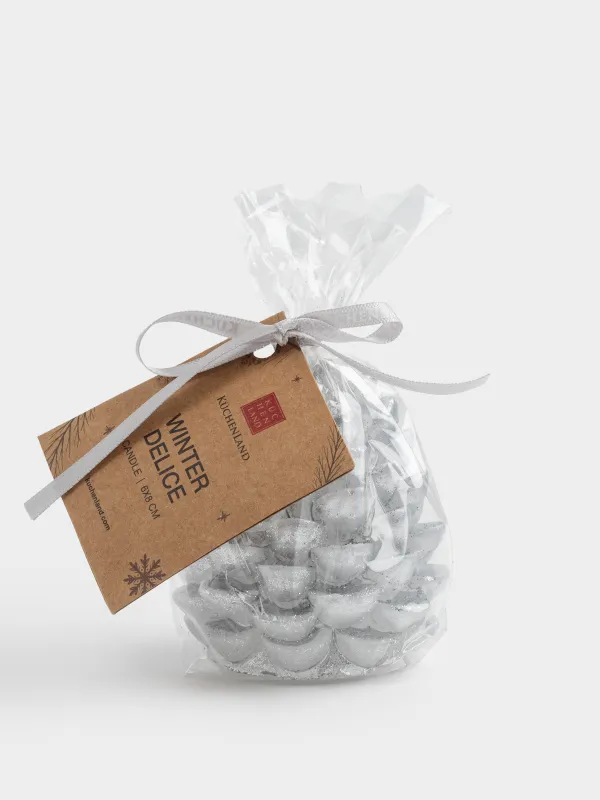 Свеча, 6x8 см, с блестками, Шишка, Winter delice, image-3