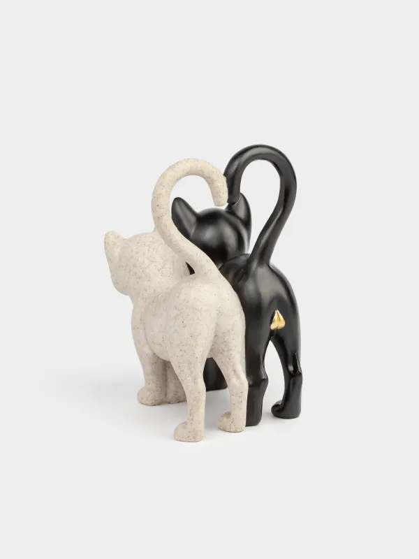 Статуэтка, 10х13 см, полирезин, черно-бежевая, Кот и кошка, Cat, image-5