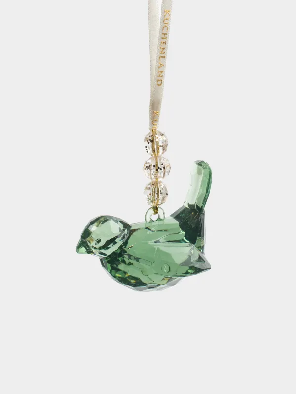 Игрушка елочная, 6 см, акрил, зеленая, Птица, Figure crystal, image-0