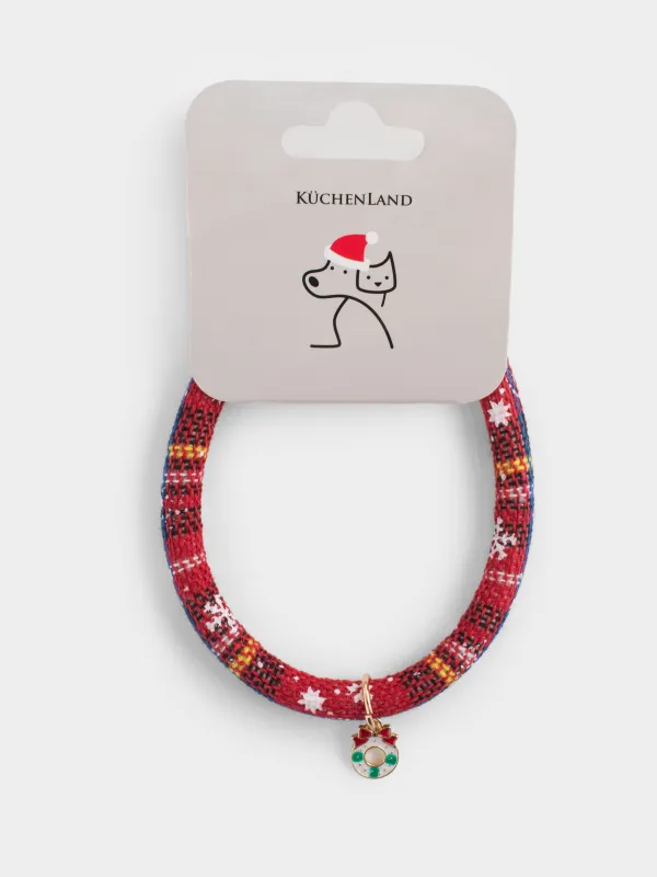Ошейник для животных, 25/30 см, полиэстер/металл, Christmas pet, image-4
