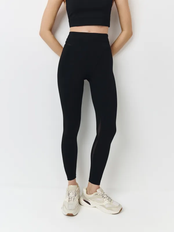 Легинсы женские, спортивные, р. XS, нейлон/эластан/спандекс, черные, Cinthia, image-2