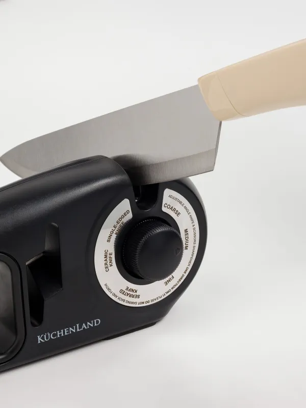 Точило для ножей и ножниц, 24 см, 3 этапа/4 вида заточки, пластик/керамика, черное, Liberica, image-4