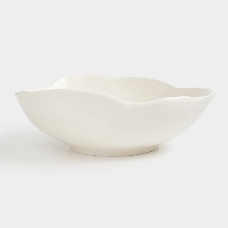 Ваза для фруктов, 27х9 см, керамика, молочная, в крапинку, Неровный край, Delicia, image-0