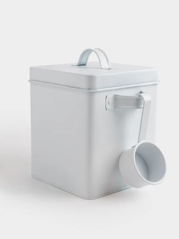 Контейнер для сухого корма, 2,5 л, с ложкой, металл, бежевый, Кот и Пес, Animals keep, image-1