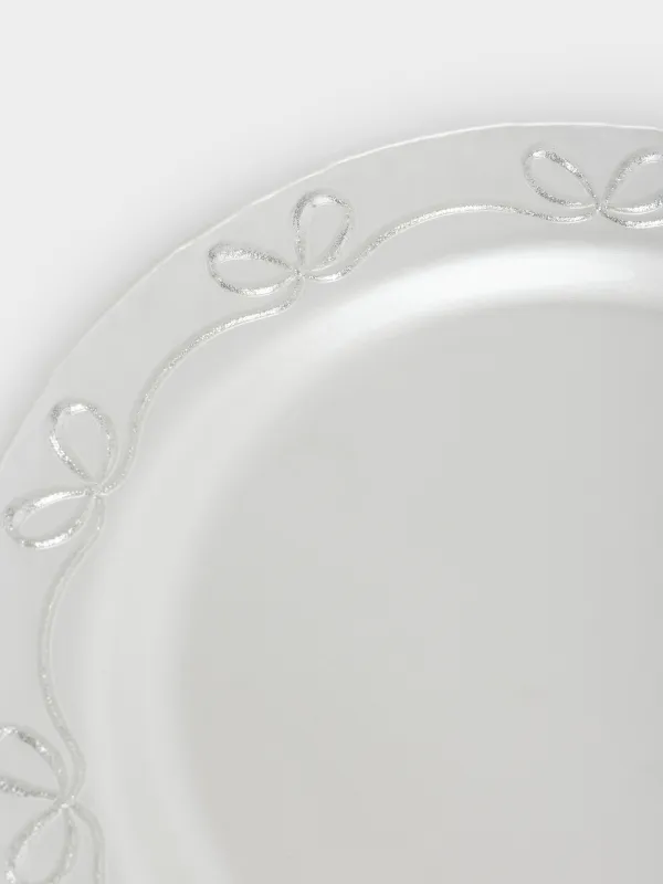 Тарелка закусочная, 21 см, стекло, белая, Банты, Bows pattern, image-2
