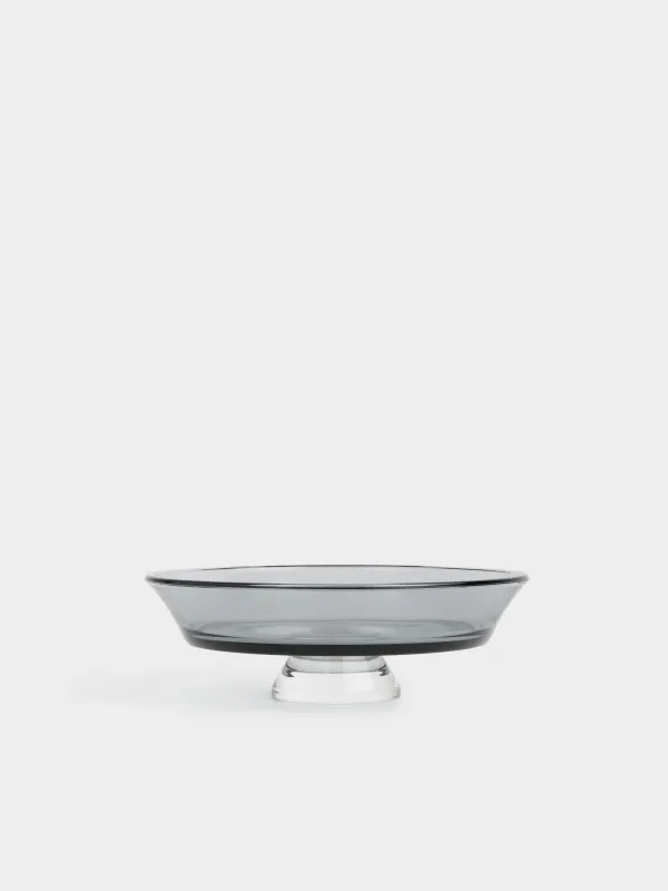 Блюдо на ножке, 20х7 см, стекло, серое, Clear grey, image-0