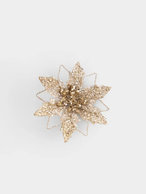 Украшение декоративное, 14 см, на клипсе, Пуансеттия, Flower decor, image-0
