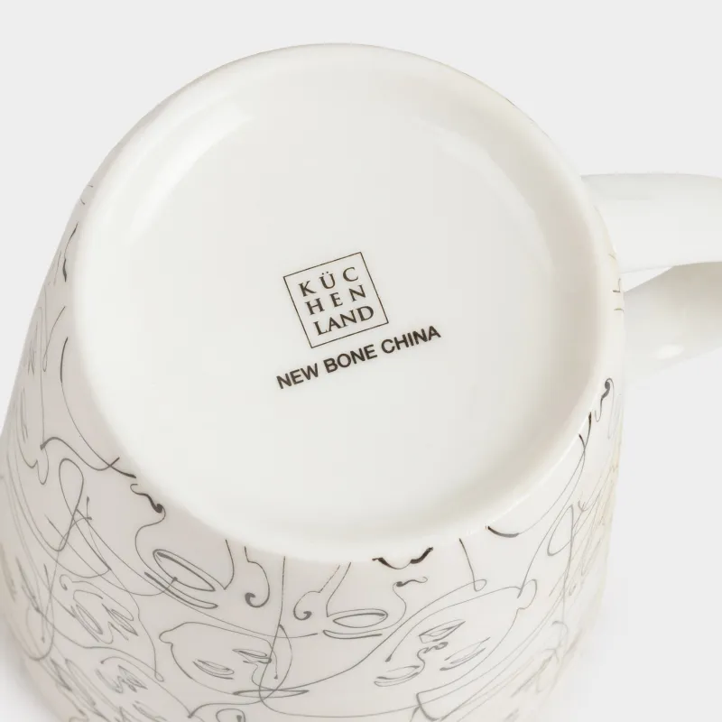 Кружка, 420 мл, фарфор N, молочная, Абстрактные лица, Face, image-5