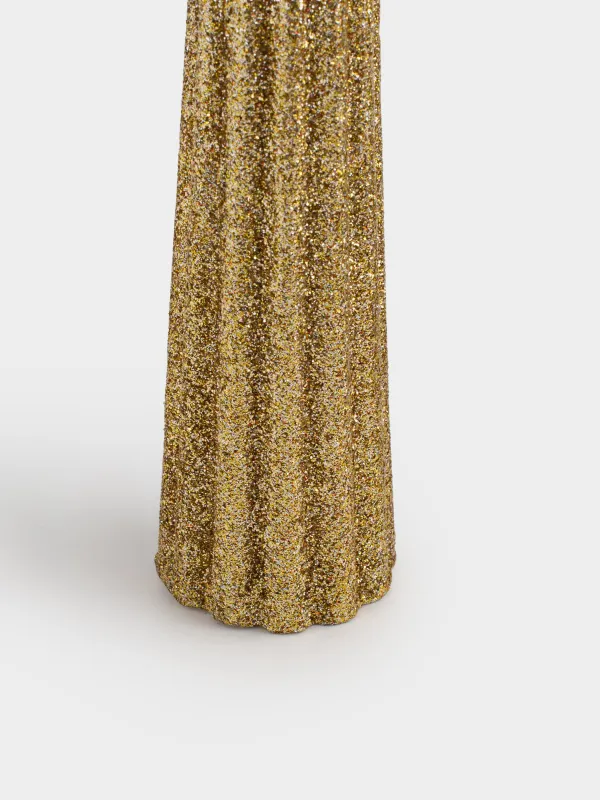 Свеча, 25 см, тонкая, с блестками, Ribbed candle, image-2