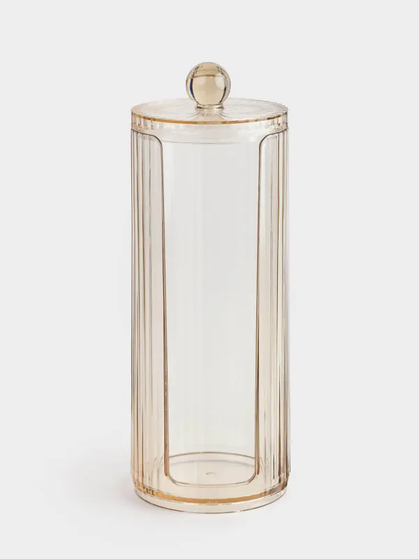 Контейнер для ватных дисков, 7x20 см, с крышкой, пластик, янтарный, Ribby color, image-0