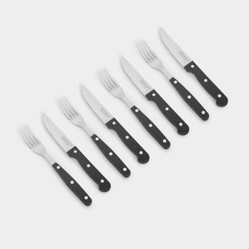 Приборы для стейка, 4 перс, 8 пр, пластик/сталь, черные, Rosario