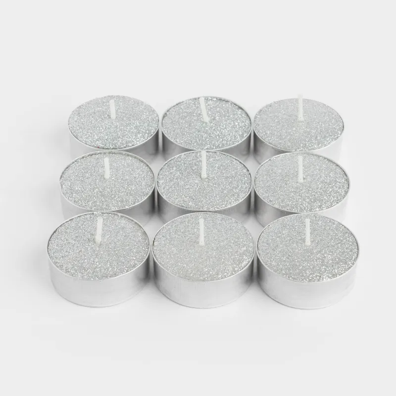 Свеча чайная, 4 см, 9 шт, серебристая, Metallic glow, image-0