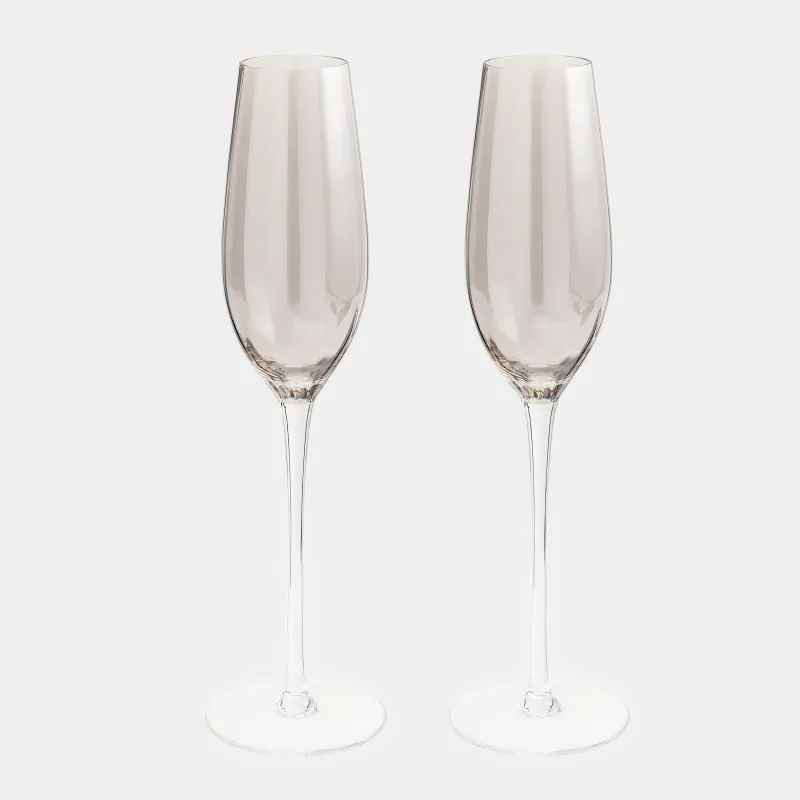 Бокал для шампанского, 210 мл, 2 шт, стекло, серый, Filo R color, image-0