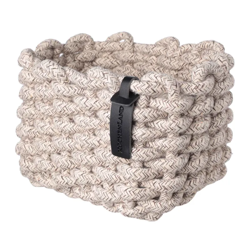 Корзина для хранения, 15х20х13 см, хлопок/полиэстер, прямоугольная, бежевая, Cozy striped, image-1